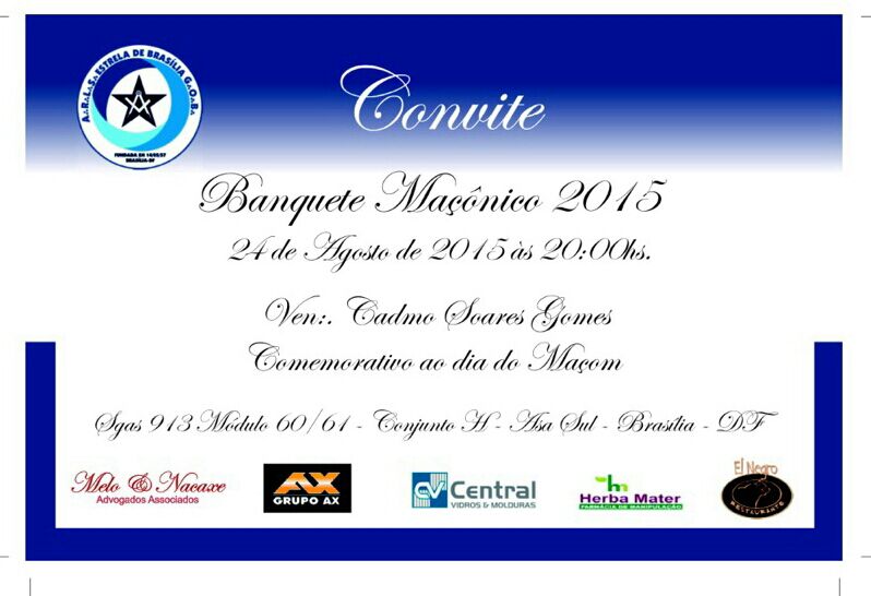 Banquete Maçônico — Cardápio & Convite (2015)