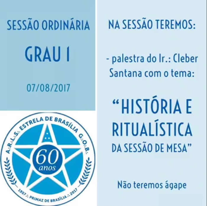 Quadro de Sessões e Instruções Litúrgicas (2017)