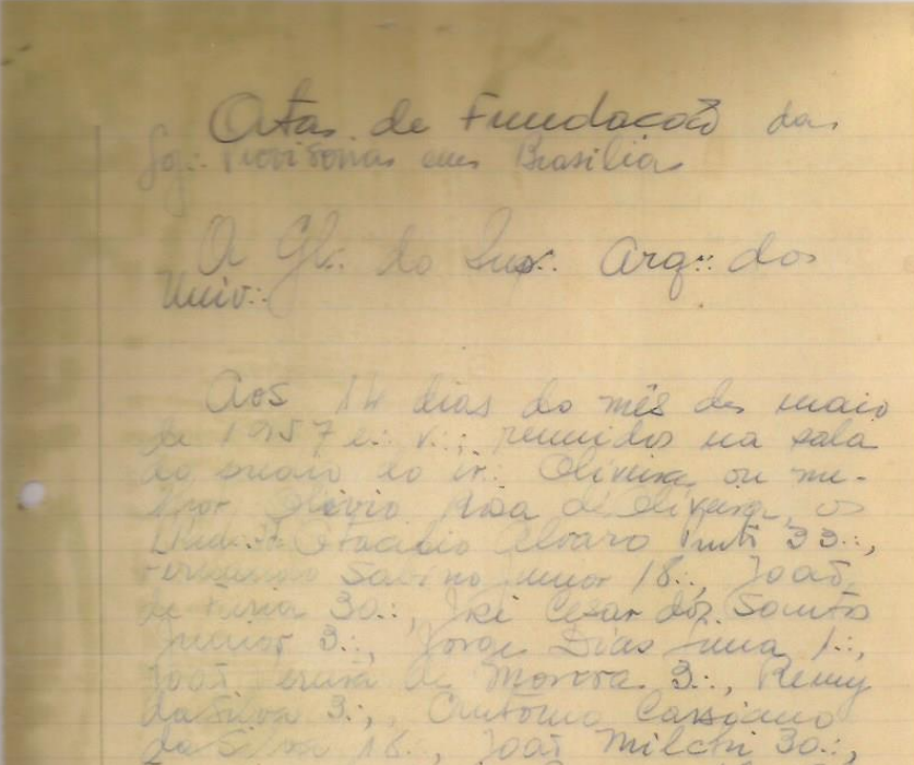 Ata de fundação da Loja Estrela de Brasília nº 1484 em 1957