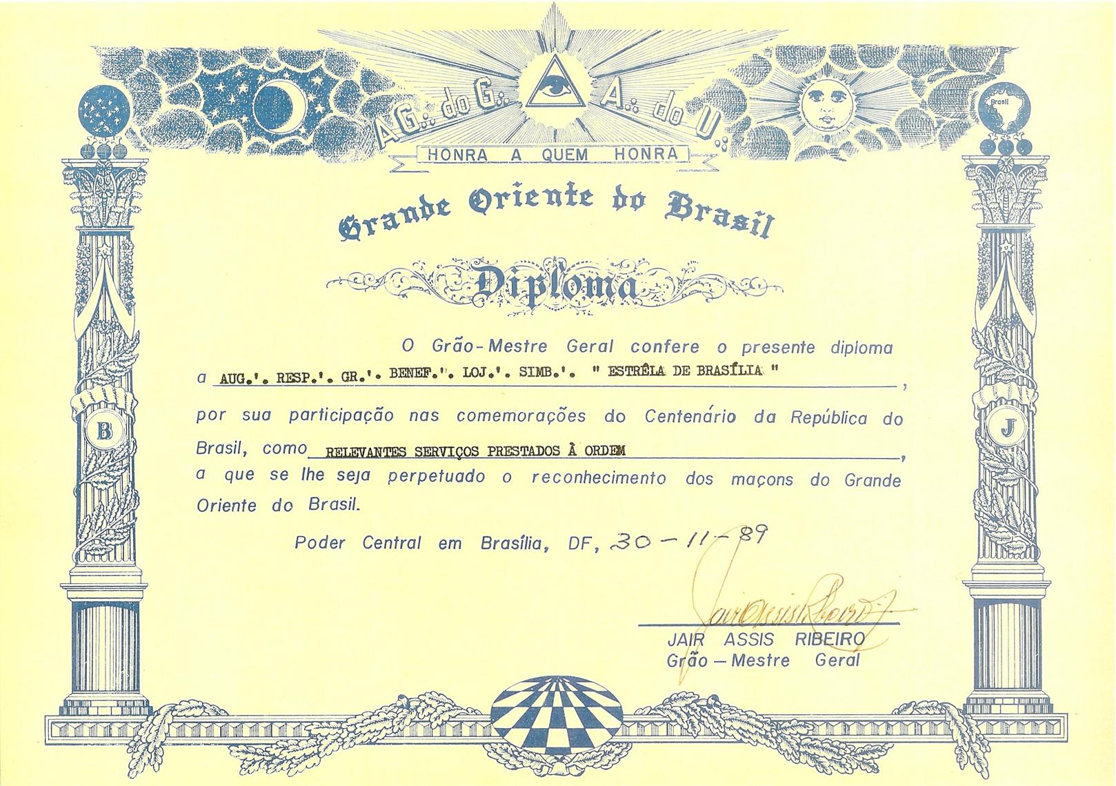 Diploma de Relevantes Serviços à Ordem — GOB