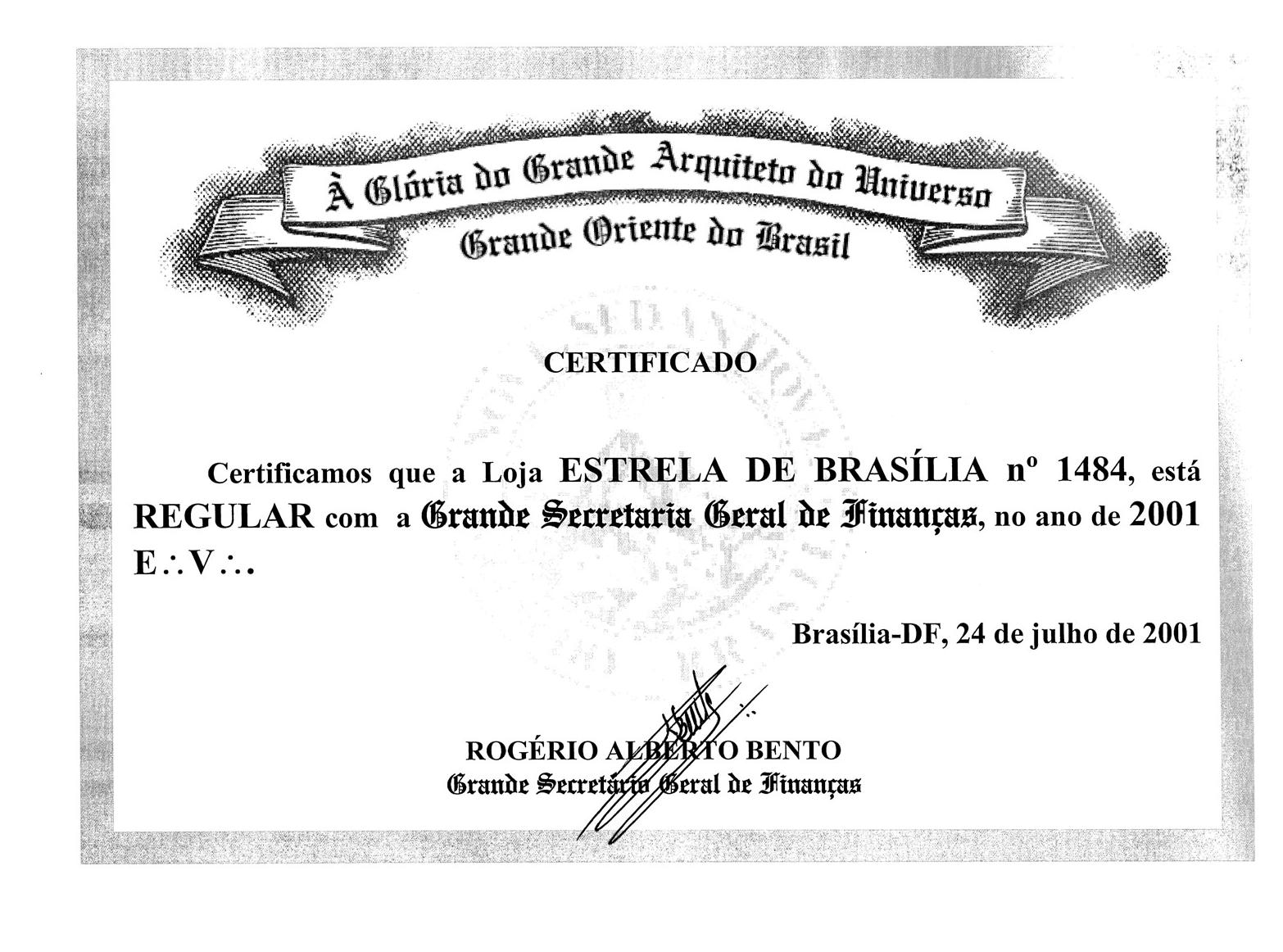 Certificado de Regularidade GOB