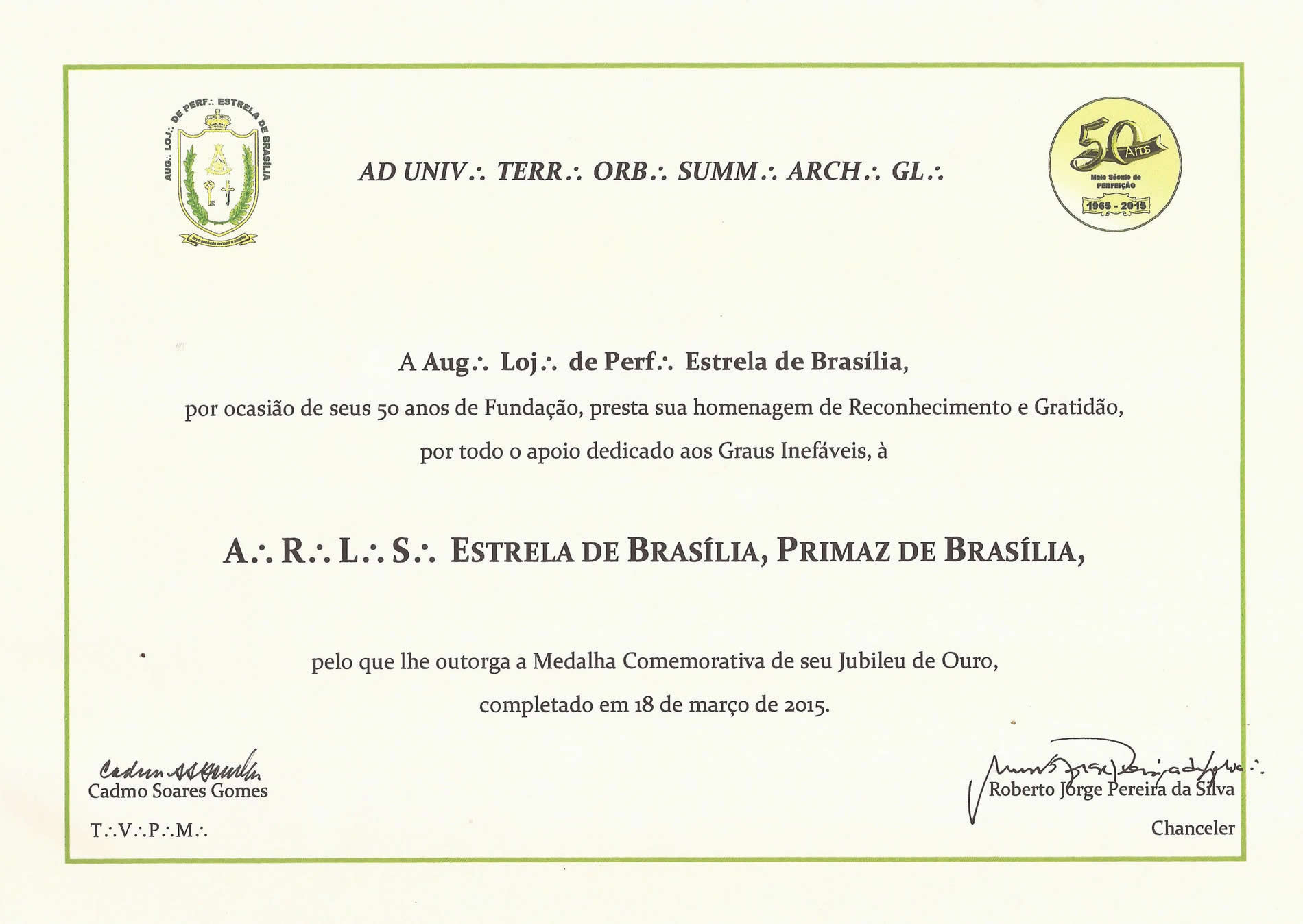 Medalha de Honra — 50 Anos de Perfeição