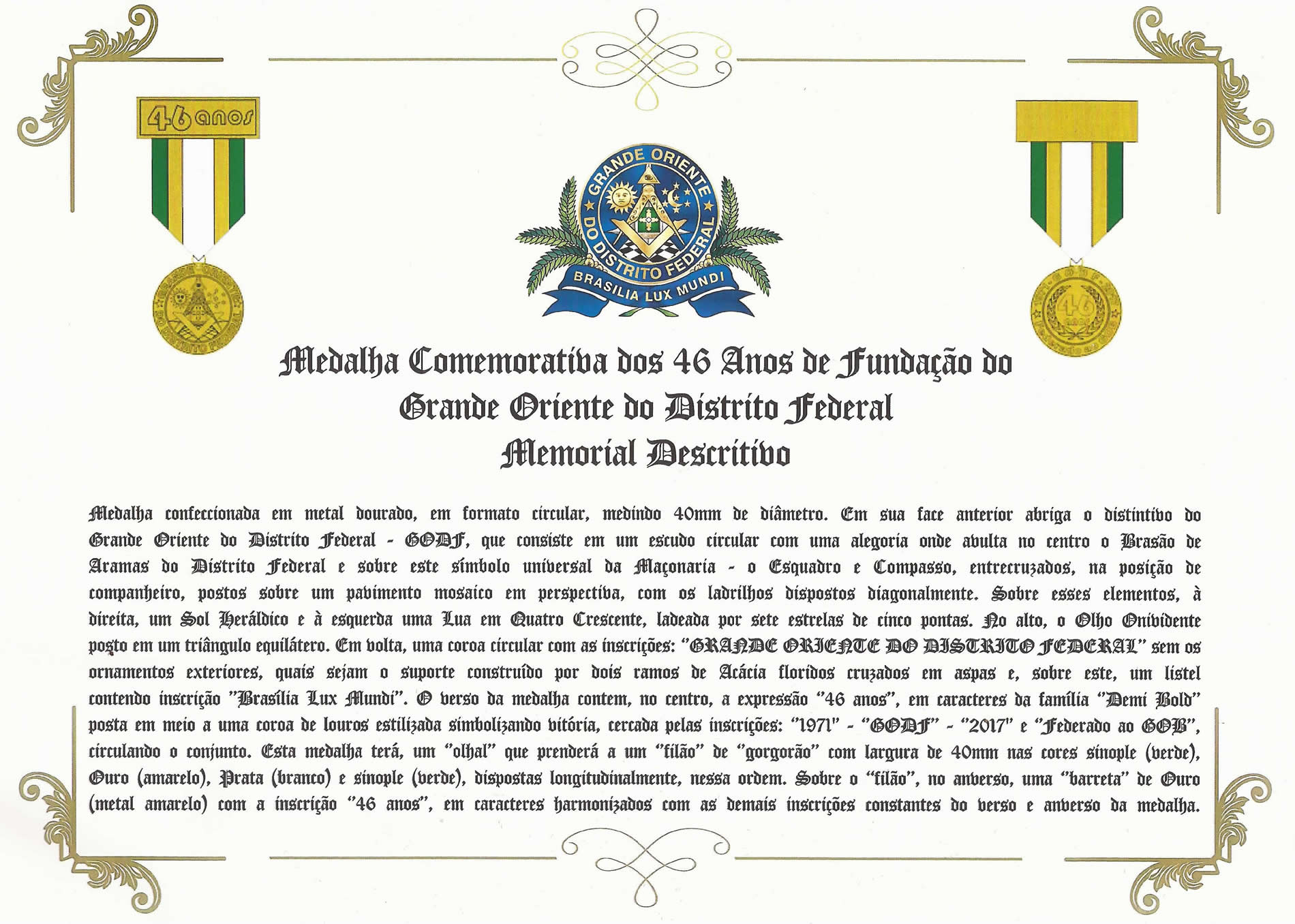 Diploma Solene — 46 Anos do GODF