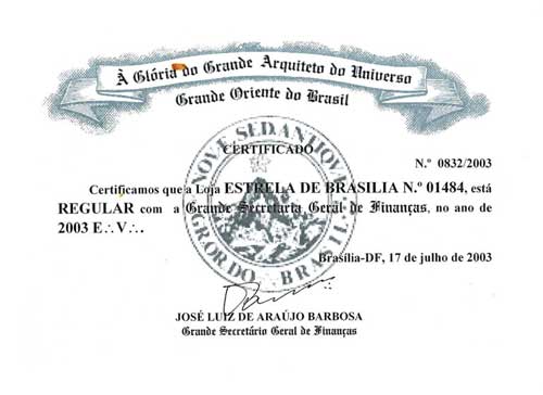 Certificado de Excelência Maçônica
