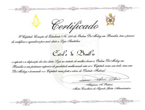 Diploma de Gratidão — Ordem DeMolay