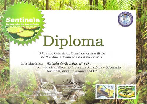 Diploma de Reconhecimento Maçônico 2007