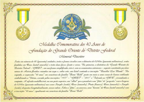 Estojo Oficial da Medalha dos 40 Anos do GODF